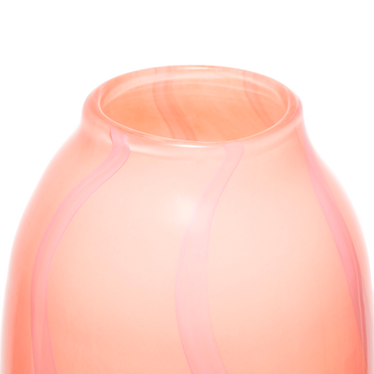 Vase glass stripes pink H38cm