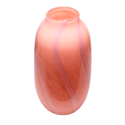 Vase glass stripes pink H38cm