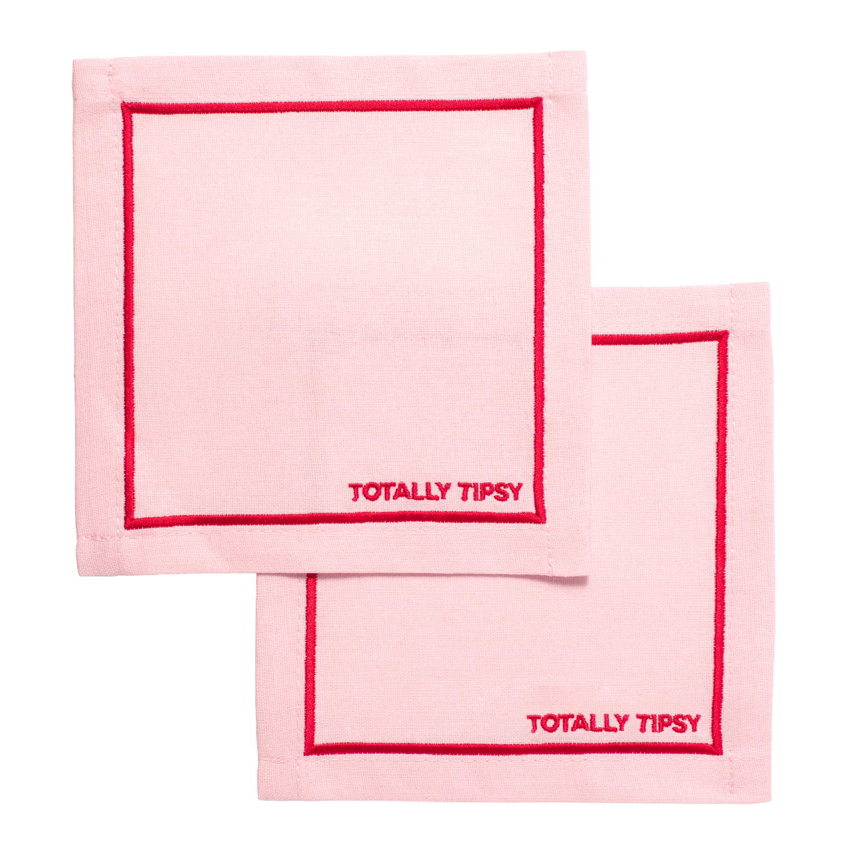 Cocktailservietten, bestickt mit dem Motiv „Total Tipsy Pink“, 2er-Set*