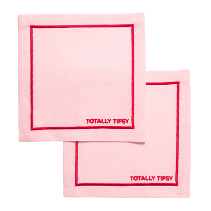 Cocktailservietten, bestickt mit dem Motiv „Total Tipsy Pink“, 2er-Set*