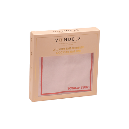 Cocktail napkins embroidered totally tipsy pink set of 2*