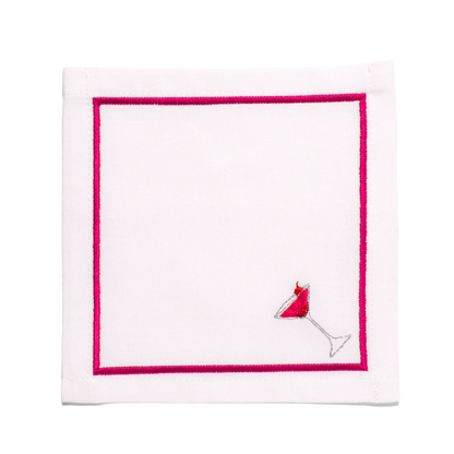 Cocktail napkins embroidered cosmopolitan white set of 2*