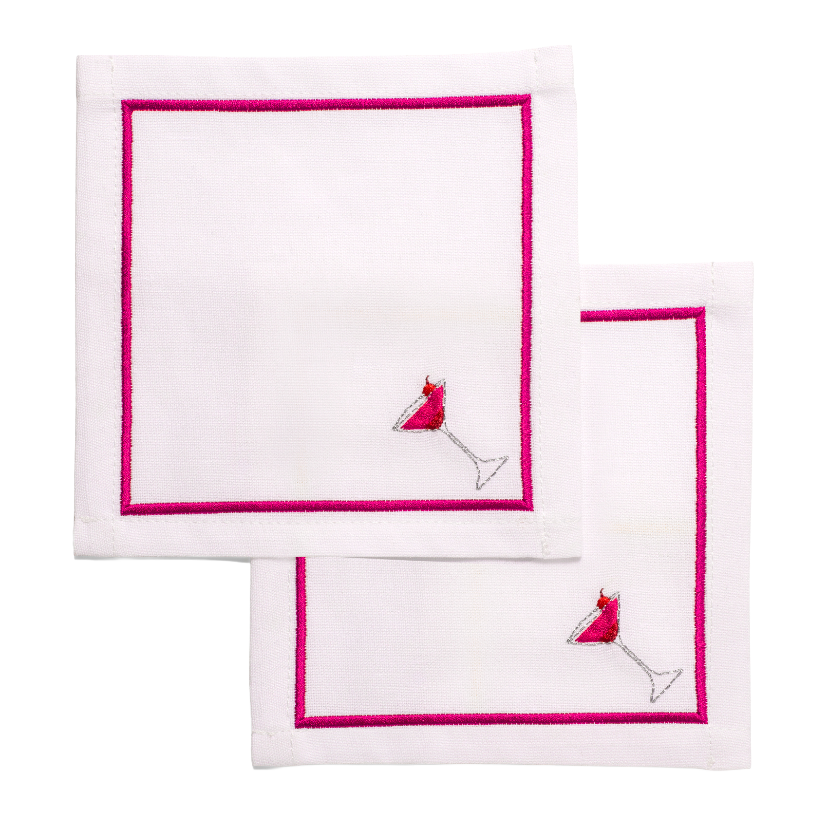 Cocktail napkins embroidered cosmopolitan white set of 2*