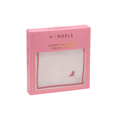 Cocktail napkins embroidered cosmopolitan white set of 2*