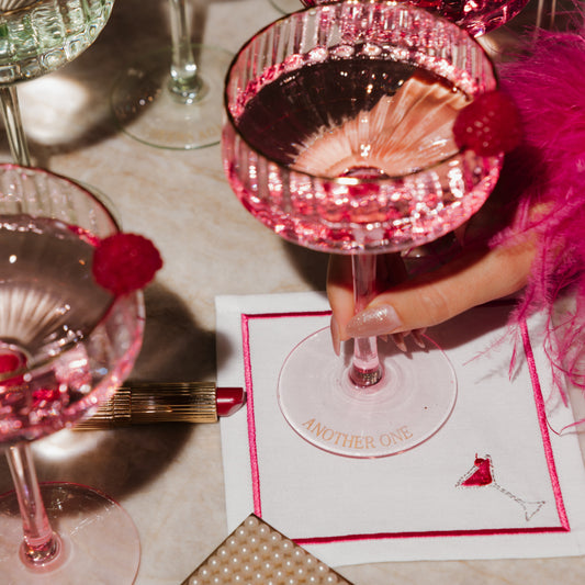 Cocktail napkins embroidered cosmopolitan white set of 2*