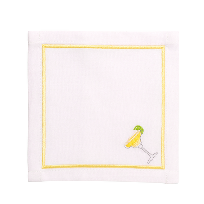 Cocktail napkins embroidered margarita white set of 2*