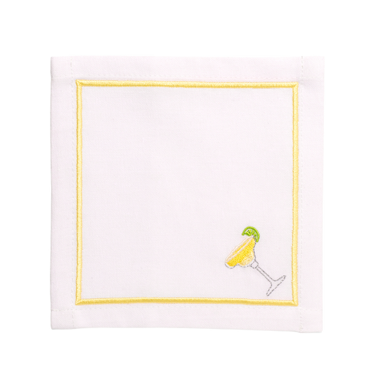 Cocktail napkins embroidered margarita white set of 2*