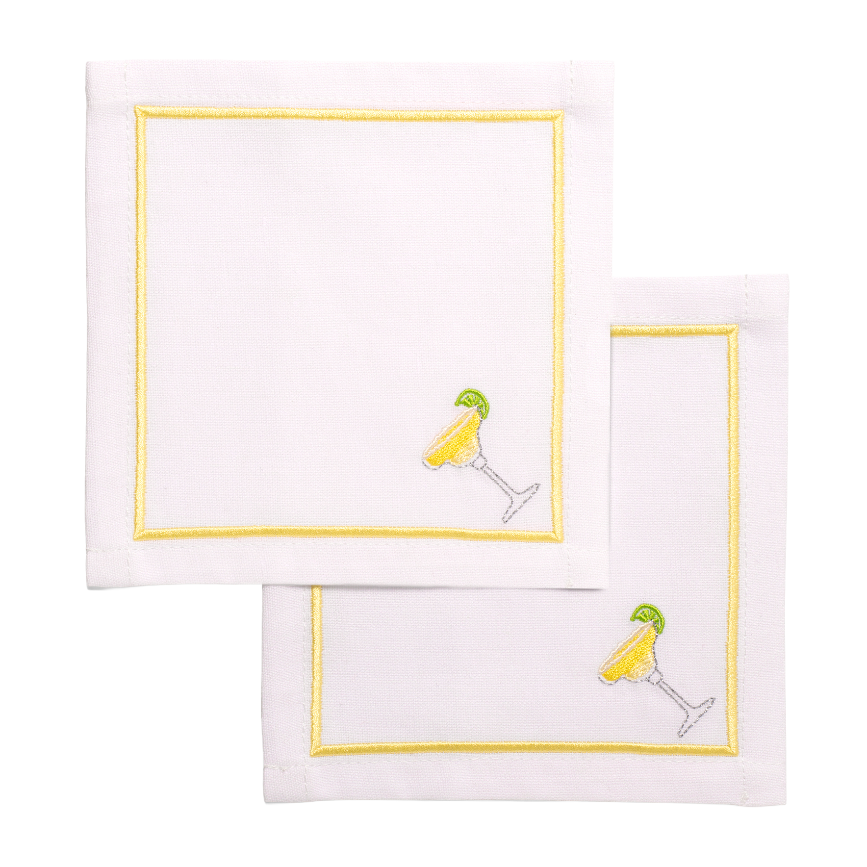 Cocktail napkins embroidered margarita white set of 2*