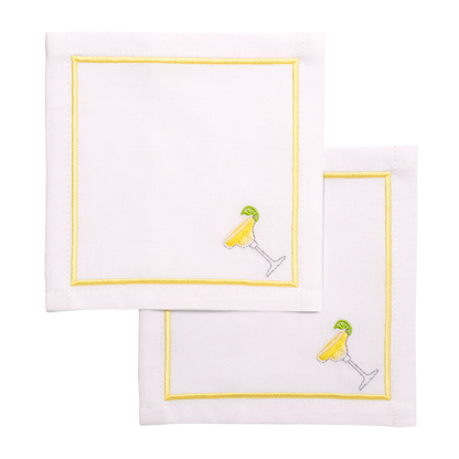 Cocktail napkins embroidered margarita white set of 2*
