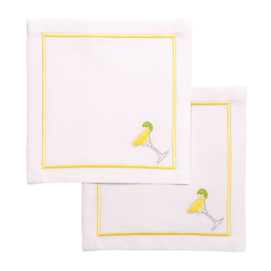 Cocktail napkins embroidered margarita white set of 2*