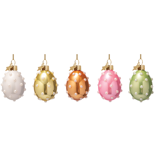 Ornament glass Easter Set Pearl Eggs w/ Box 6CM