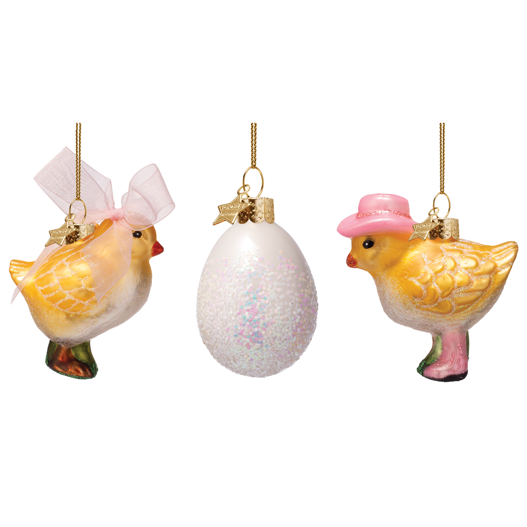 Ornament glass Easter Set Fashion Chicks w/ Box 6CM