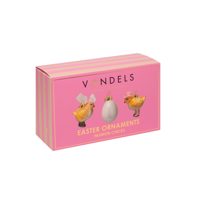 Ornament glass Easter Set Fashion Chicks w/ Box 6CM