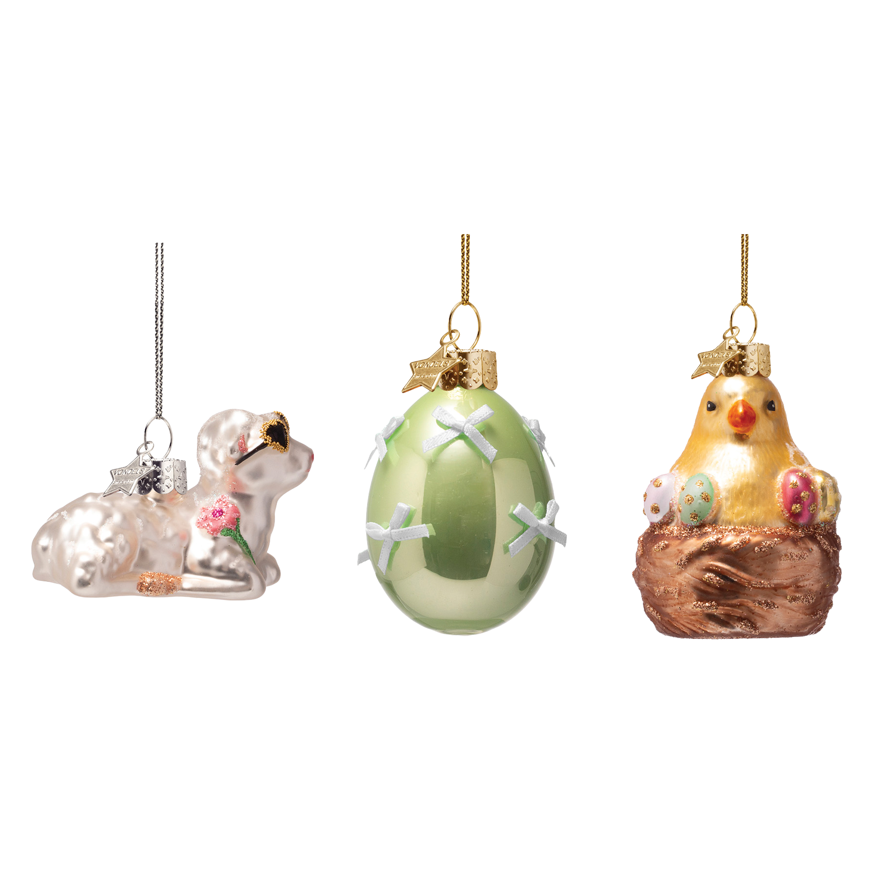 Oster-Ornament-Glas-Set „Frühlingssüßigkeiten“ mit Schachtel, 6 cm