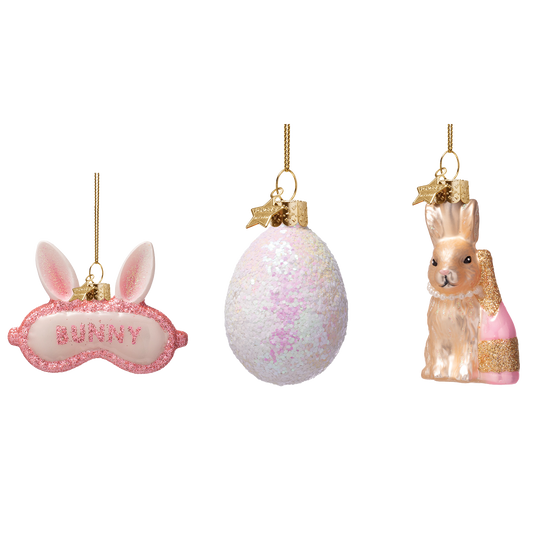 Ornament glass  Easter Set Bunny Breakfast w/ Box 7CM
