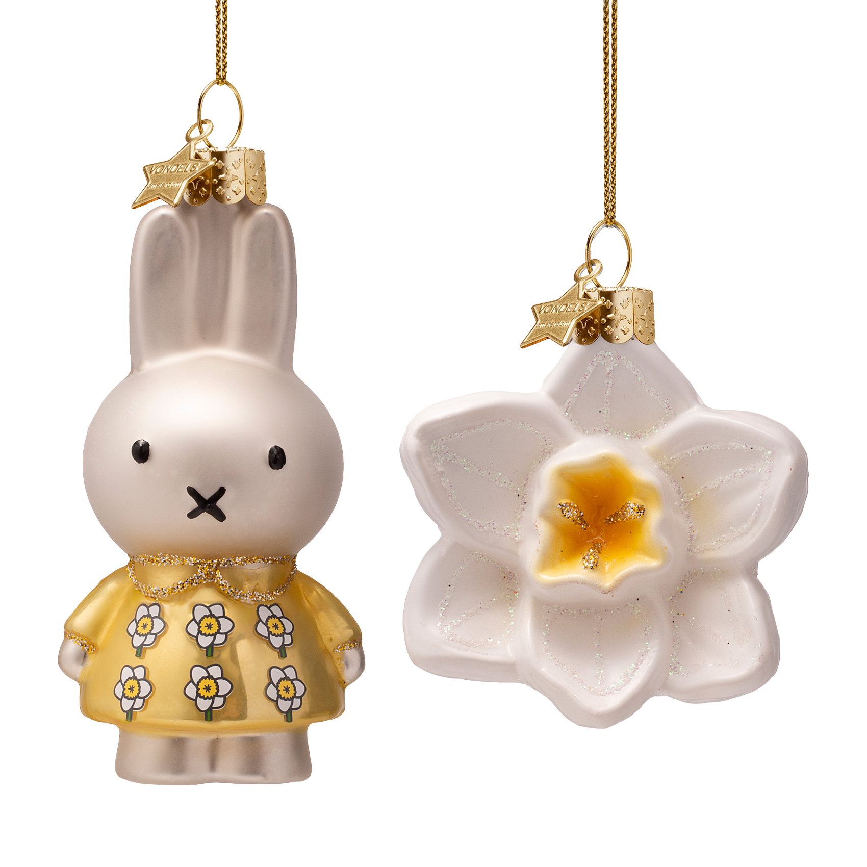 Orn glass Easter set yellow Nijntje/miffy & daffodil w/box