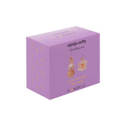 Orn glass Easter set yellow Nijntje/miffy & daffodil w/box