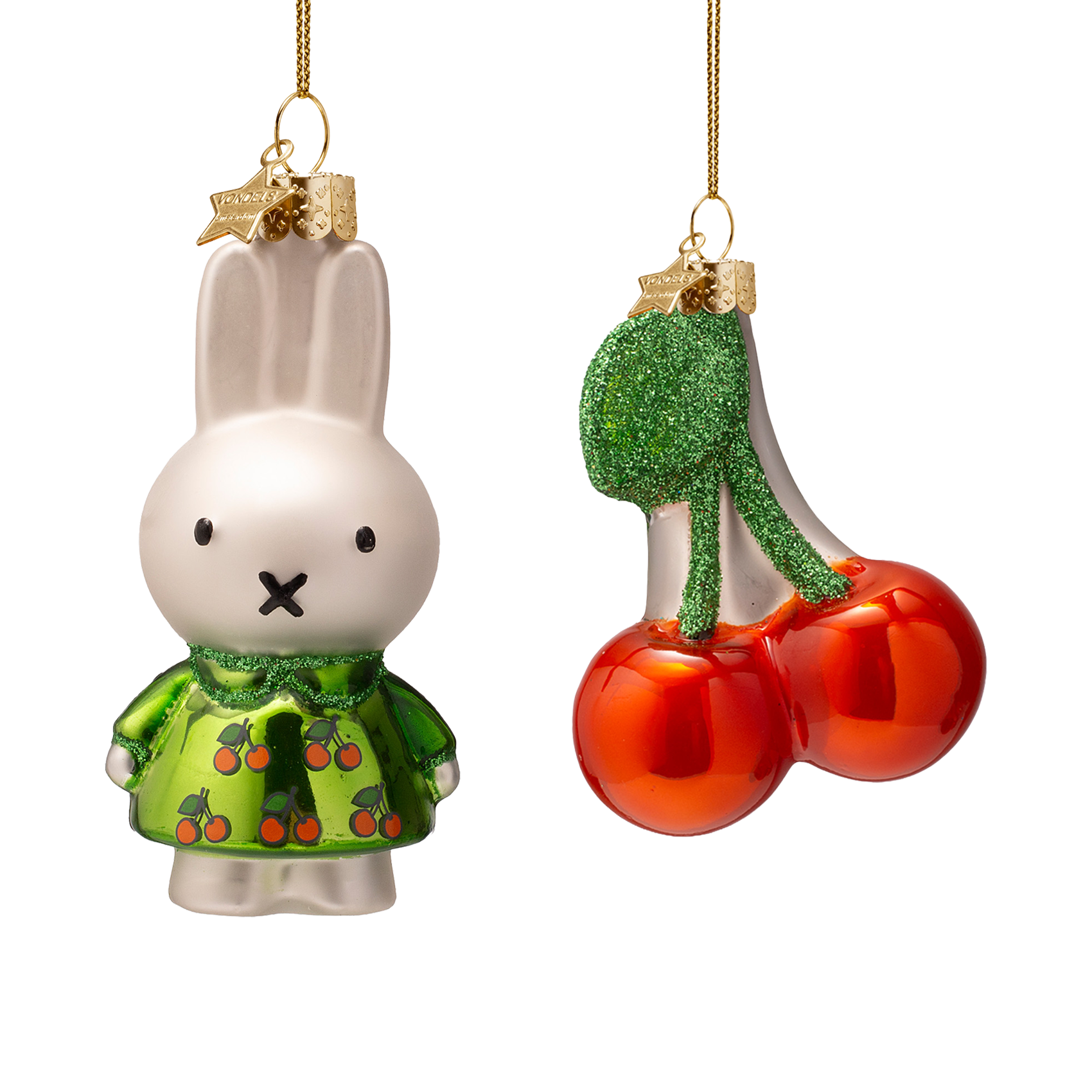 Ornament glass Easter set green Nijntje/Miffy & cherry w/box