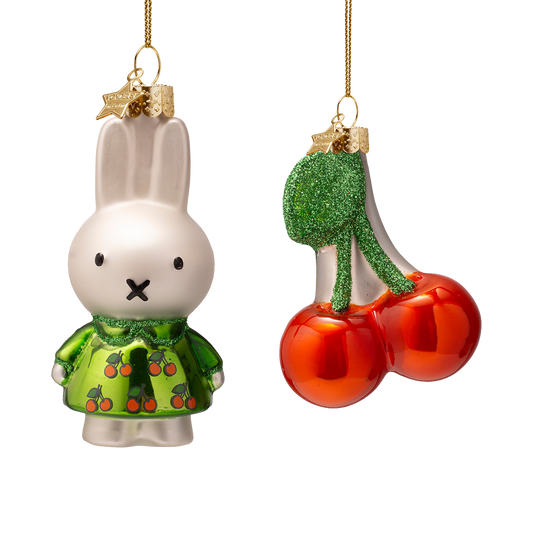 Ornament glass Easter set green Nijntje/Miffy & cherry w/box