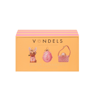 Oster-Ornament-Glas-Set „Hasen-Makeover“ mit Box, 7,7 cm