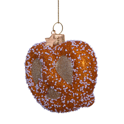 Ornament aus Glas, goldene Brezel, H6cm