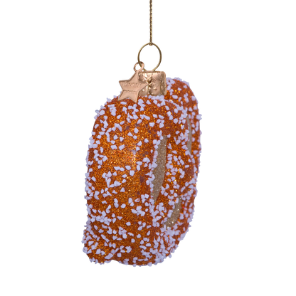 Ornament aus Glas, goldene Brezel, H6cm