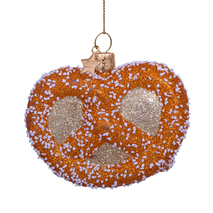 Ornament aus Glas, goldene Brezel, H6cm