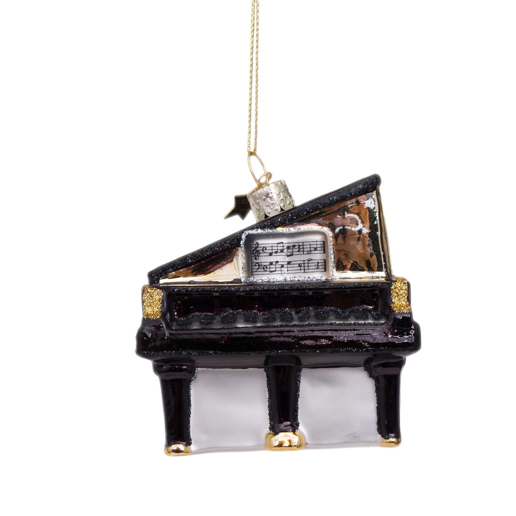 Ornament aus Glas, schwarz, Flügel, H7cm