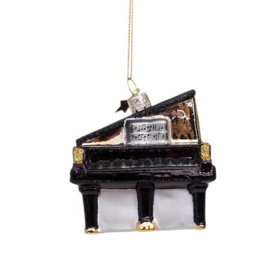 Ornament glass black grand piano H7.5cm