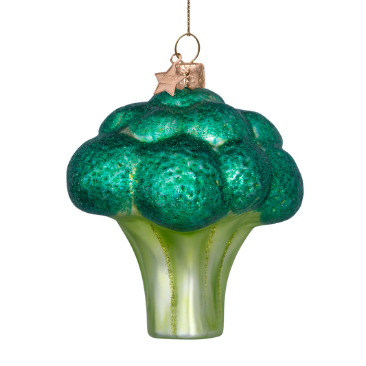 Ornament glass green matt broccoli H9cm