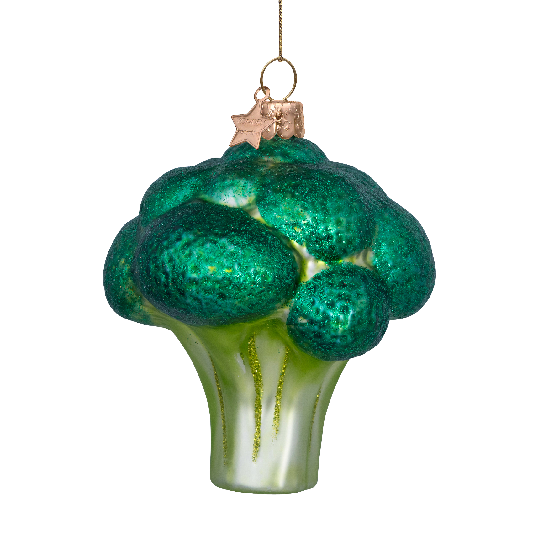 Ornament glass green matt broccoli H9cm