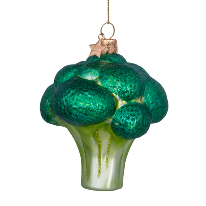 Ornament glass green matt broccoli H9cm