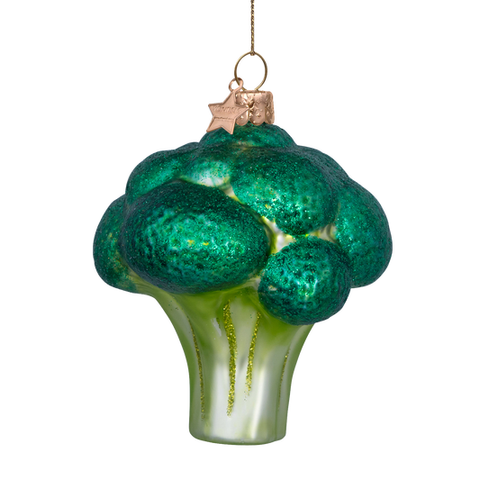 Ornament glass green matt broccoli H9cm