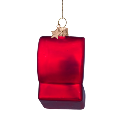 Ornament glass red matt wedding ring box w/diamond H8.5cm