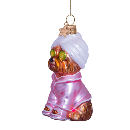 Ornament glass selfcare dog H9cm