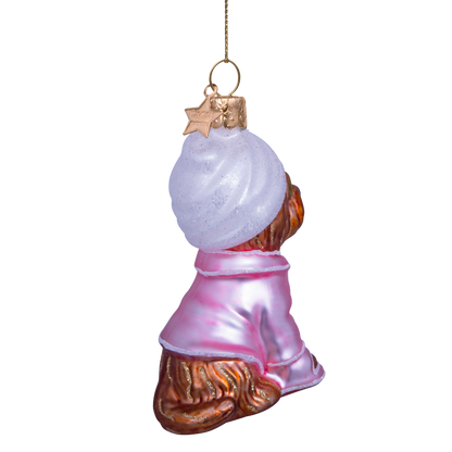 Ornament glass selfcare dog H9cm