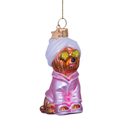 Ornament glass selfcare dog H9cm