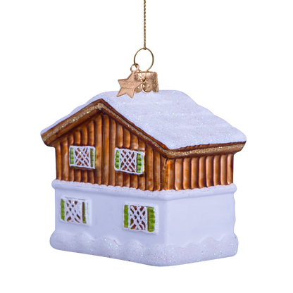 Dekorative Skihütte aus Glas, Höhe 7,5 cm