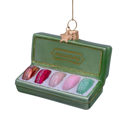 Dekorative Glasbox mit Macarons, H5cm