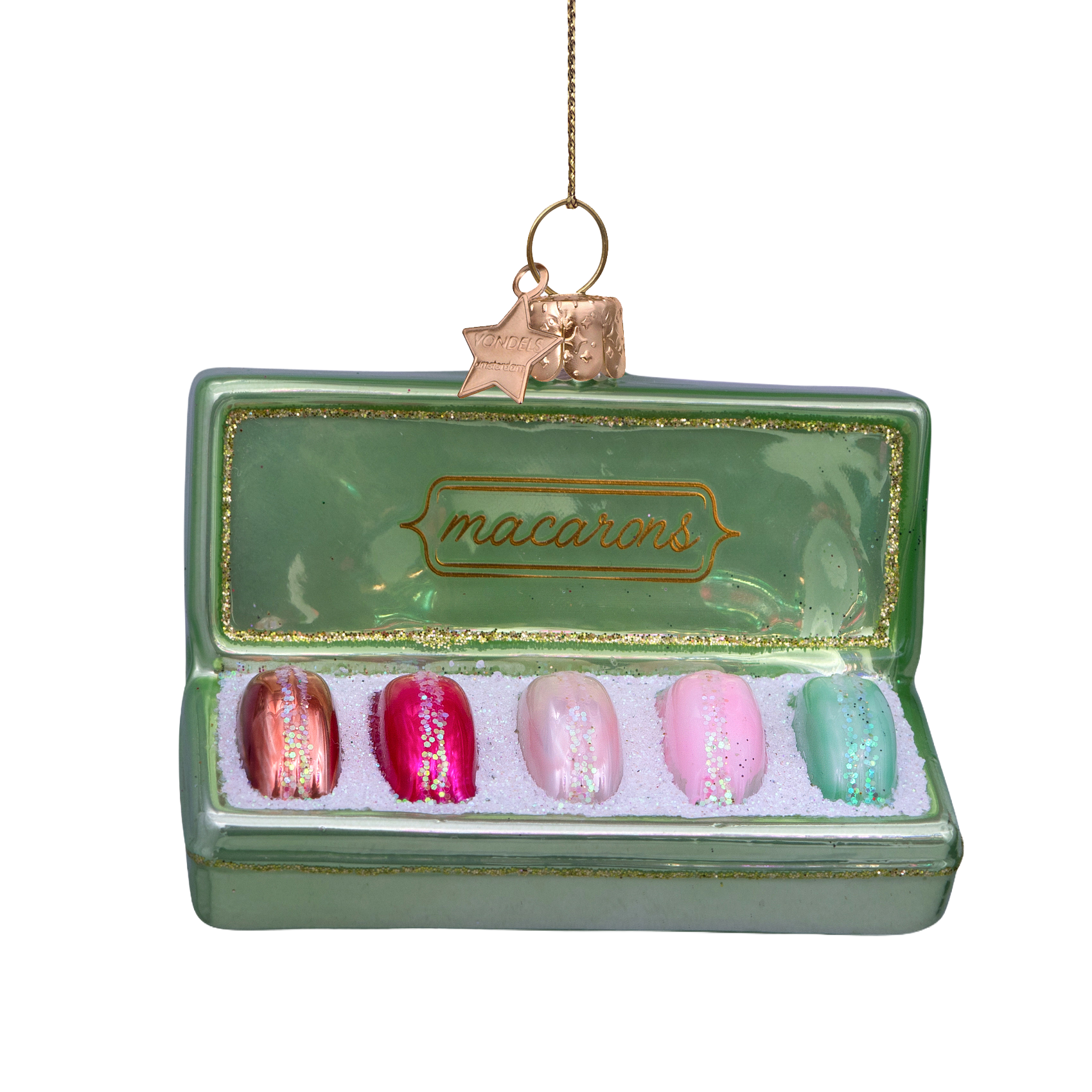 Dekorative Glasbox mit Macarons, H5cm