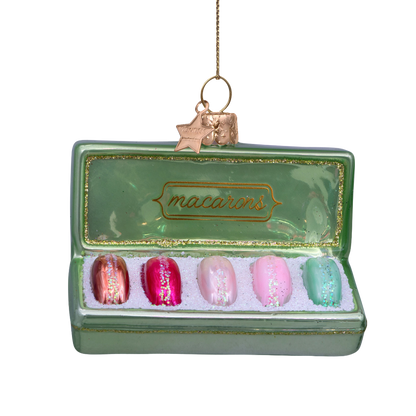 Dekorative Glasbox mit Macarons, H5cm