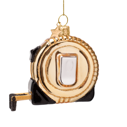 Ornament glass shiny gold tape measure H7.5 cm
