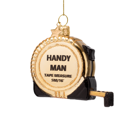 Ornament glass shiny gold tape measure H7.5 cm