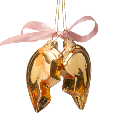 Ornament aus Glas, goldfarben, Herzmotiv „Love You“, Höhe 8,5 cm