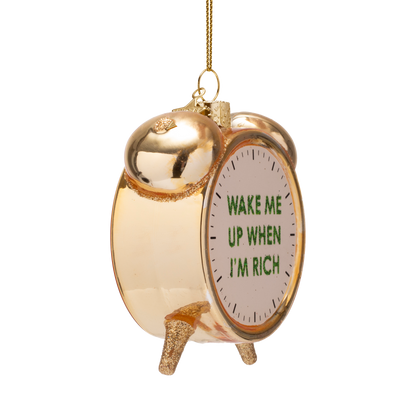 Ornamentale, glänzende, goldfarbene Weckeruhr, Höhe 9 cm