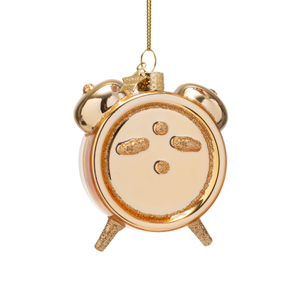 Ornamentale, glänzende, goldfarbene Weckeruhr, Höhe 9 cm