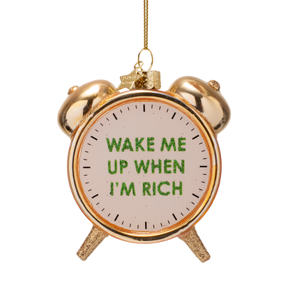 Ornamentale, glänzende, goldfarbene Weckeruhr, Höhe 9 cm