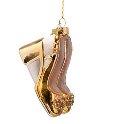 Ornamentglas, glänzend goldfarben, Slingback-Absatz, Höhe 10 cm