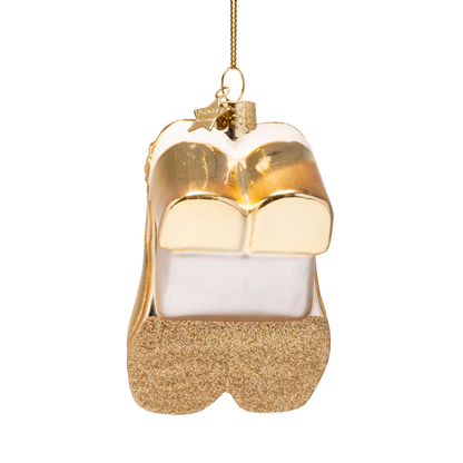 Ornamentglas, glänzend goldfarben, Slingback-Absatz, Höhe 10 cm