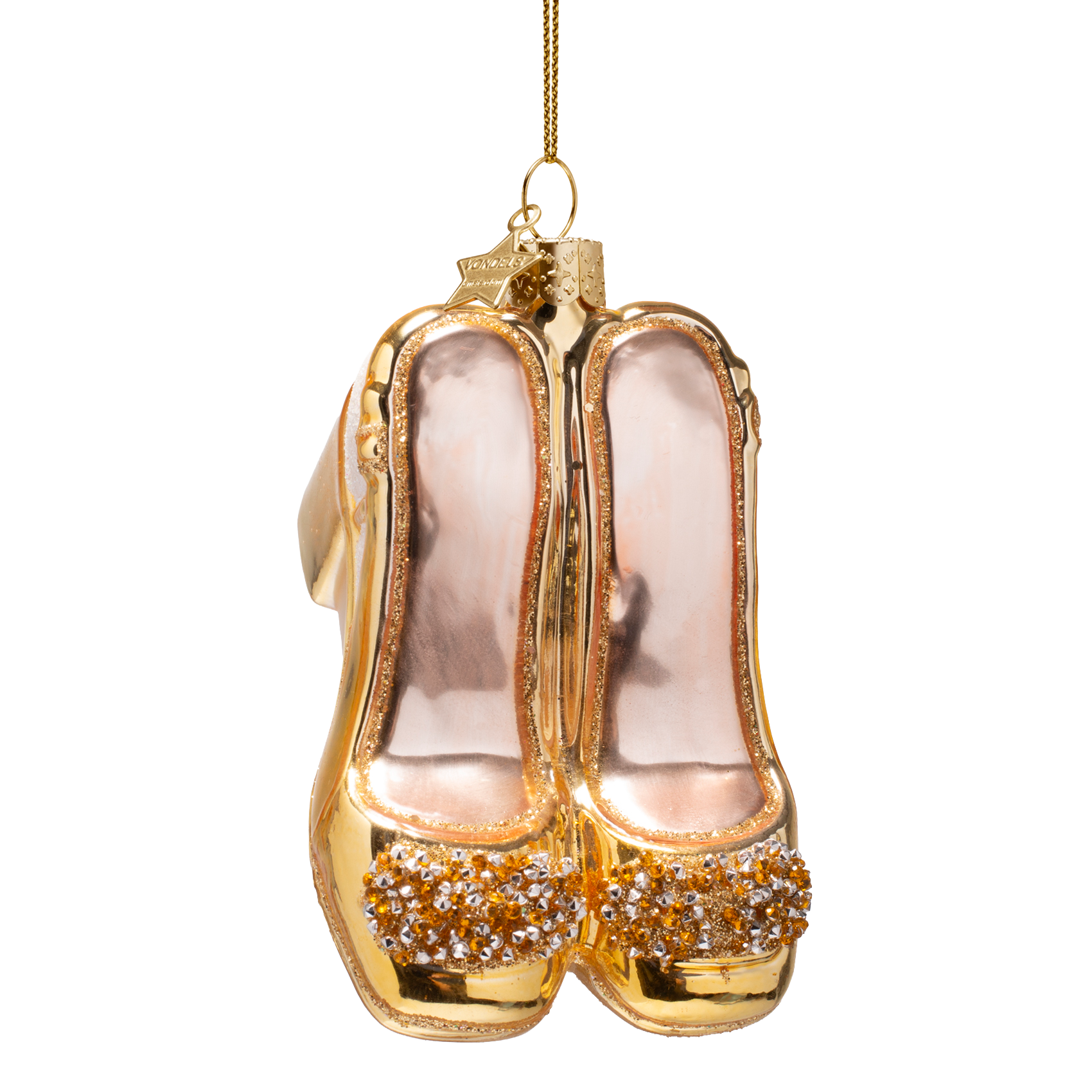 Ornamentglas, glänzend goldfarben, Slingback-Absatz, Höhe 10 cm